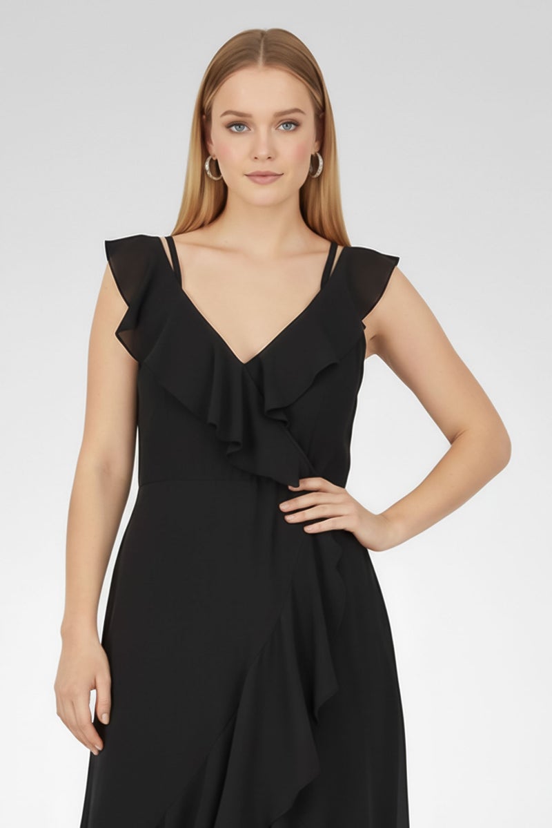 TWINSET Women Sleeveless Solid Midi Dress, Black - Image 2